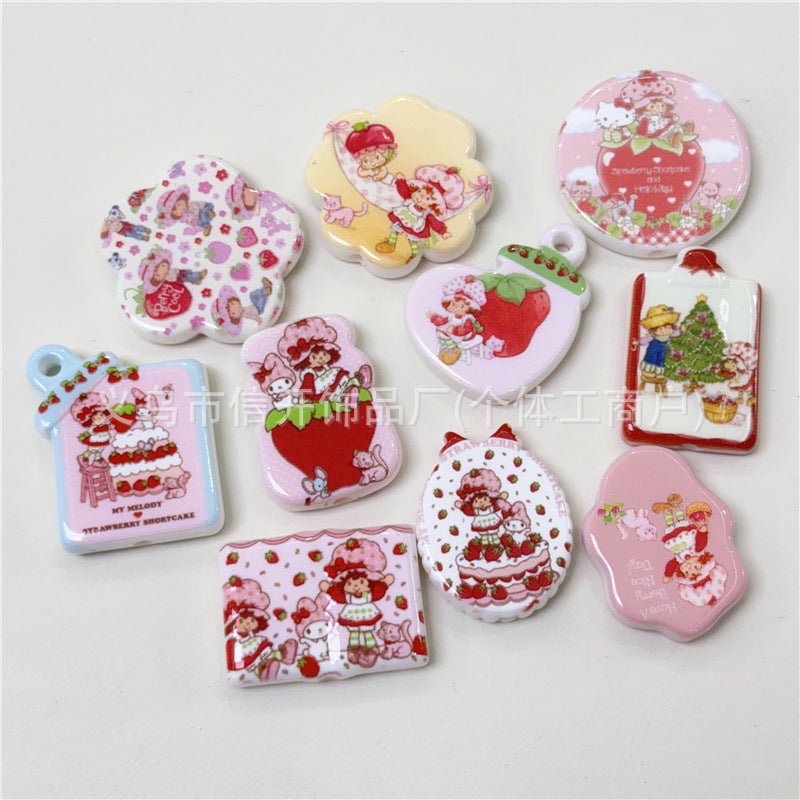 Wholesale 100pcs/pack Strawberry Print Irregularly Shaped Beaded Pen Accessories OLY Exclusive